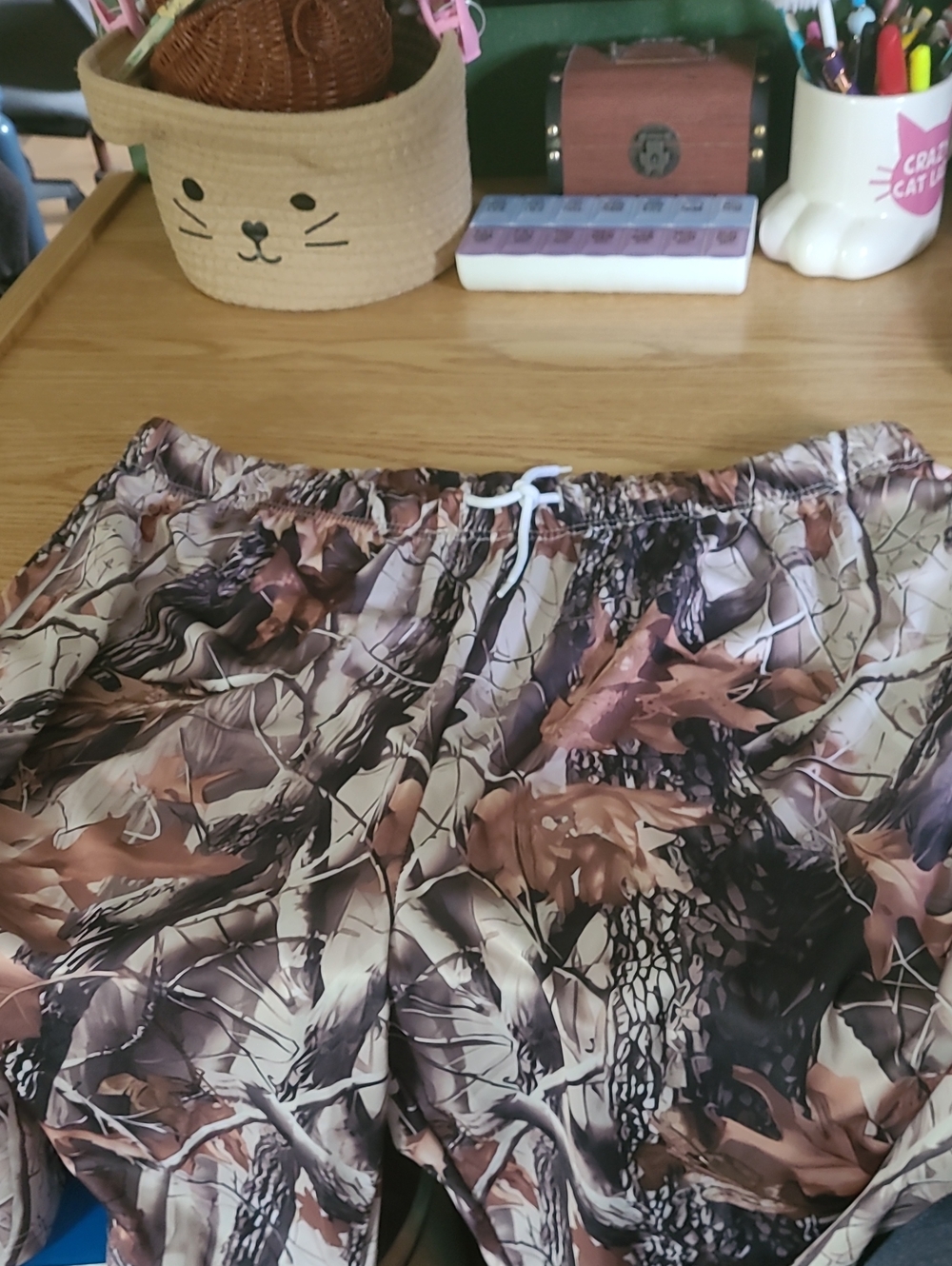 Men's Brown Camo Drawstring Shorts
